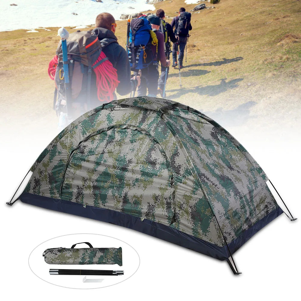 Camouflage Single-Person Windproof Camping & Fishing Tent – Outdoor Leisure Shelter